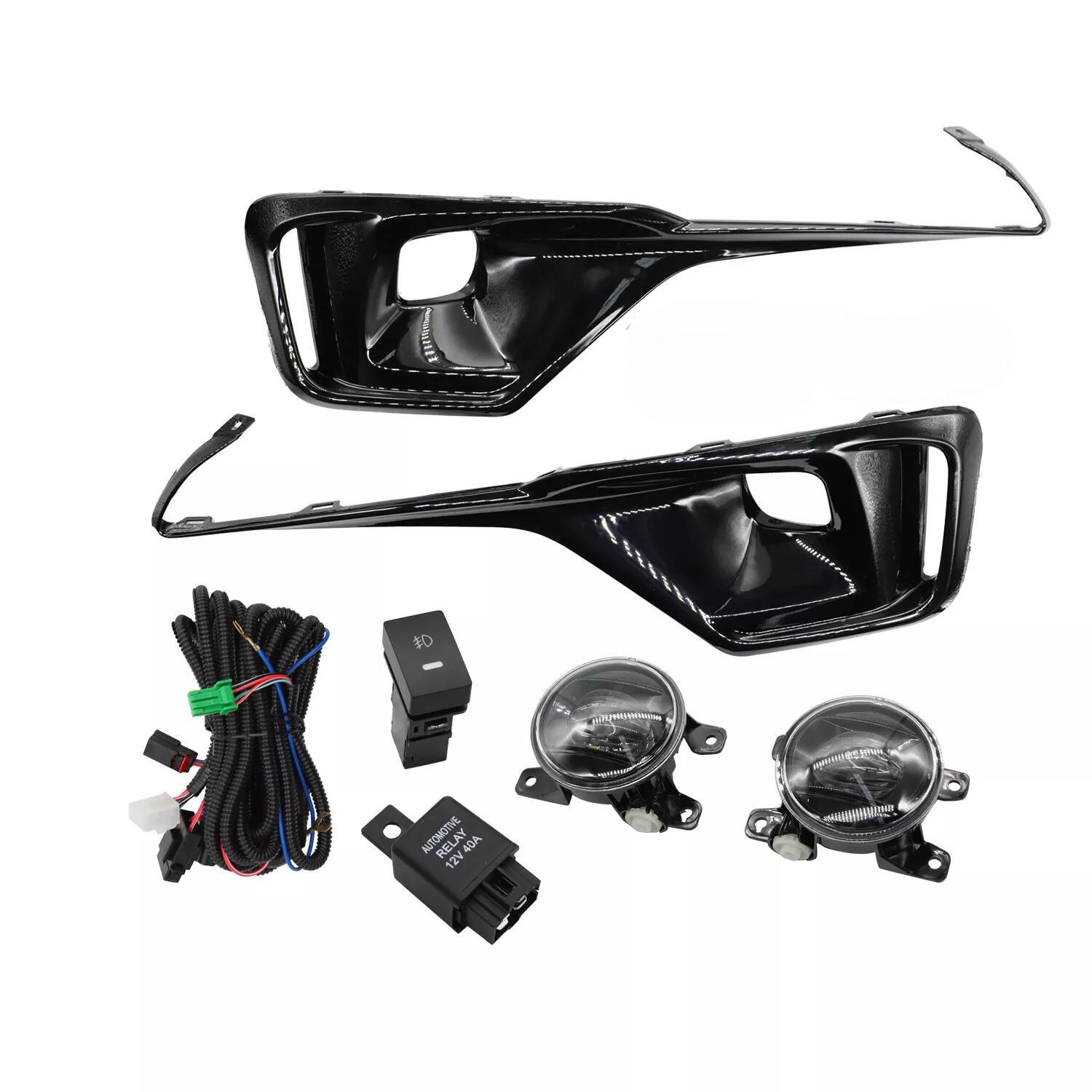 For 2021-2023 Honda Accord Front Upper Lower Grill Grey Chrome Fog Light Set