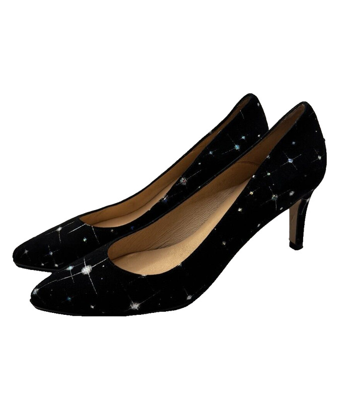FS/NY ladies suede black shoes with splashes sparkly splashes size 8