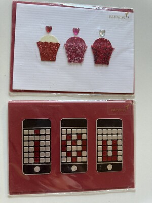 PAPYRUS Lot of  2 Valentine's Day Cards -  Embellished