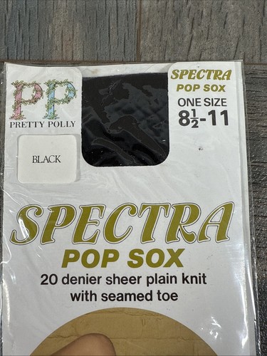 X5 size 8.5-11 VINTAGE Pretty Polly Spectra Pop Sox 20 Denier Black Brand New - Picture 7 of 8