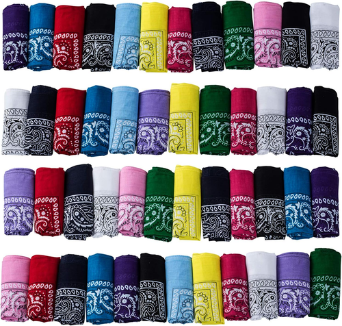 Paisley Bandanas Assorted Colors - Bulk - Cotton Cowboy Bandana Scarf