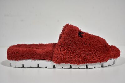 Prada Terry Cloth Roso Red Black Logo Slide Sandal Rubber Sole