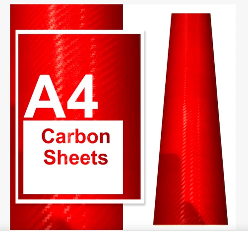 Carbon Fibre Vinyl Car Wrap DIY Decal Self Adhesive Red Premium Grade 10