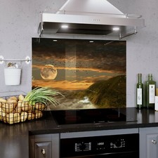 Glass Splashback Kitchen Cooker Panel  Wall ANY SIZE Moon Sky Clouds View 1375