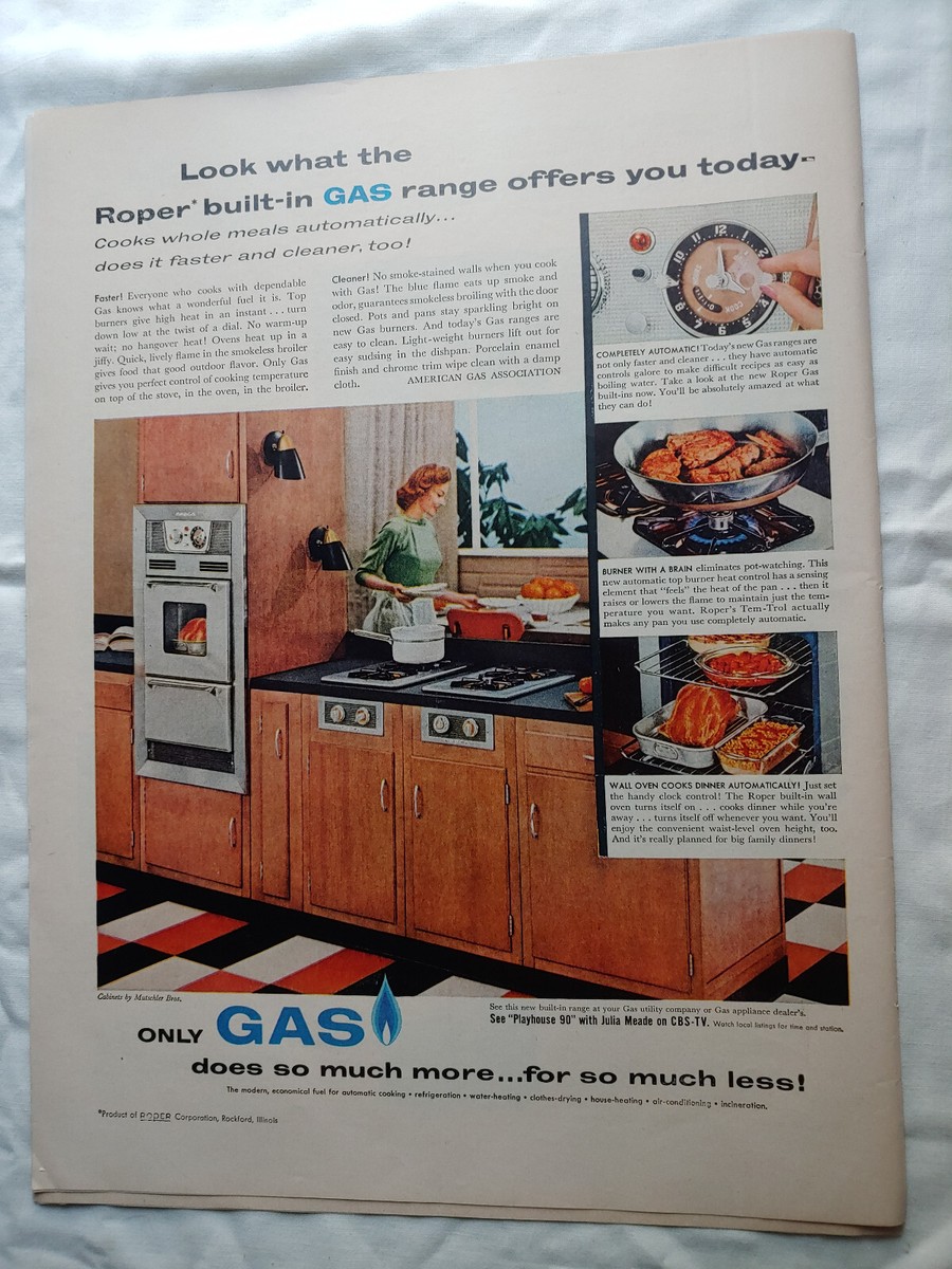 VTG 1957 Orig Magazine Ad American Gas Company Roper Built-In