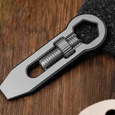 Titanium Alloy Multi Tools Adjustable Wrench Pocket Pry Bar Crowbar Keychain US