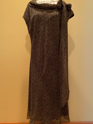 Dana Buchman~ Olive~Maxi~A-line~Dress~Bow detail~ Silk~Size 16~NWOT - Picture 3 of 6