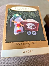 Vintage 1994 Hallmark Rock Candy Miner Magic Light Christmas Ornament