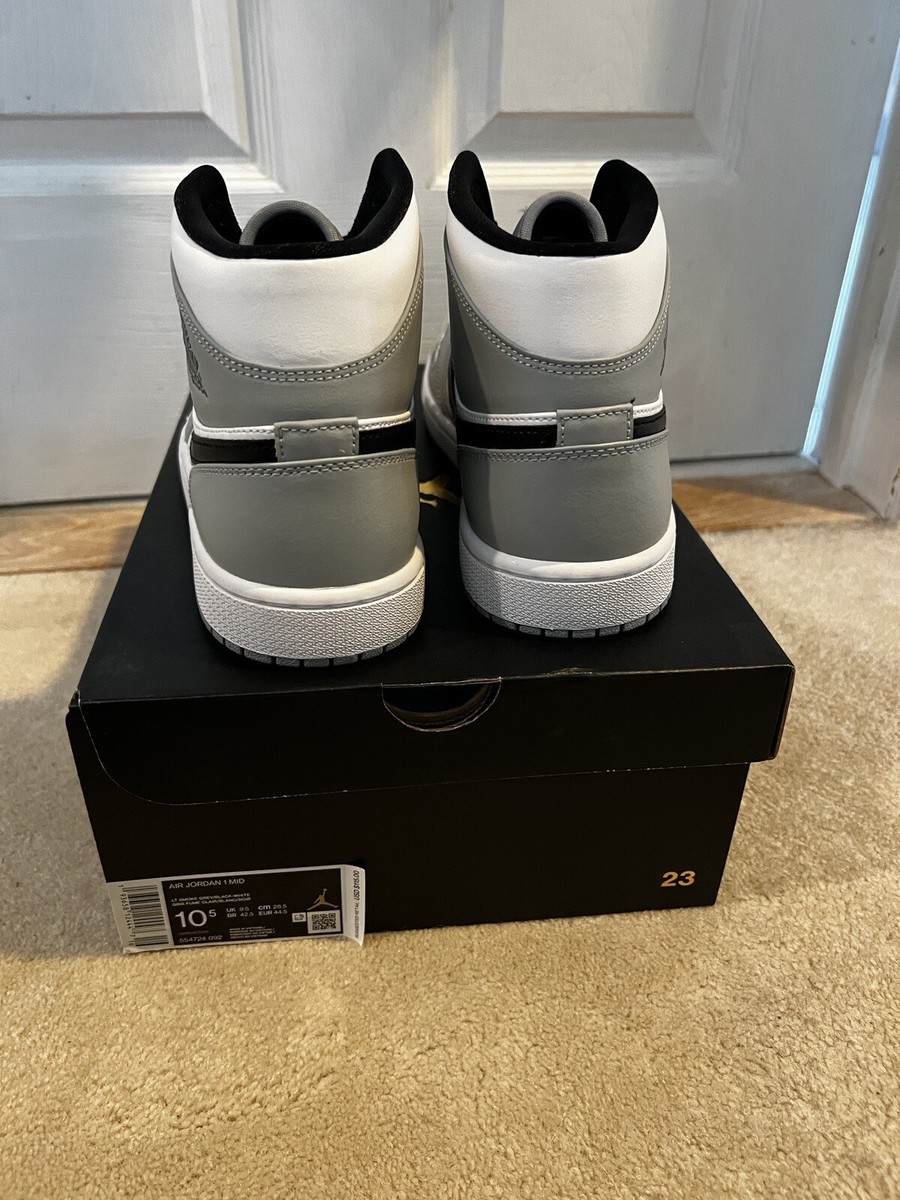 New Nike Air Jordan 1 Mid Light Smoke Grey 554724-092 SZ US M 10.5