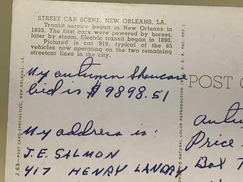 The Price Is Right Home Viewer Showcase ~ 1958 Louisiana Street Trolley Postcard - Picture 5 of 5