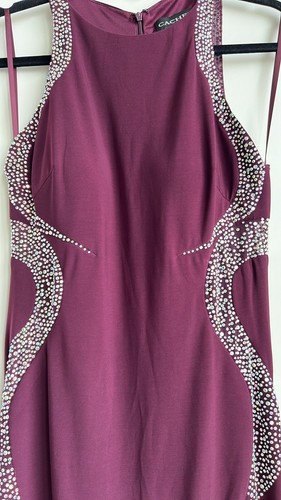 CACHET Sleeveless Jersey Gown with Crystal Sides Wine - Picture 6 of 15