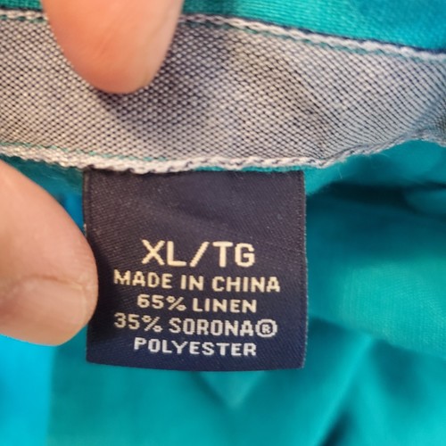 Camicia uomo Tommy Bahama misto lino con bottoni manica corta taglia XL blu verde - Foto 4 di 18