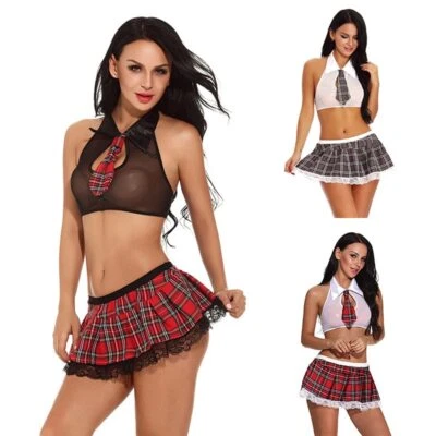 Sexy Women School Girl Uniform Naughty Secretary Outfit Fancy Dress Costume Gift