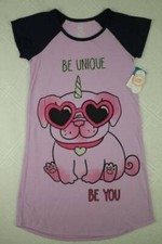 NEW Girls Nightgown Pajamas PJ Small 6 - 6x Lounge Wear Dog Hearts Gown Sleep