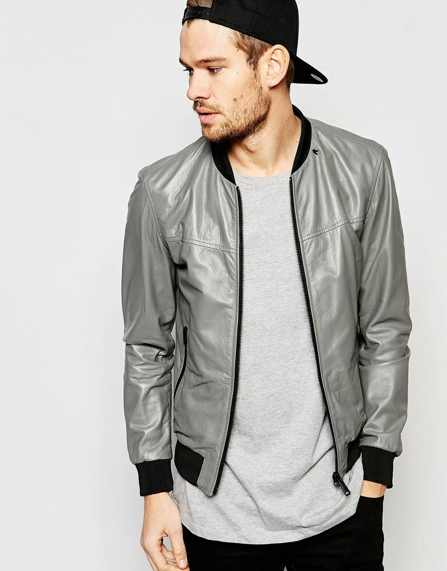 Light gray top bomber jacket