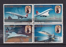 BAHRAIN.... 1976 80f concorde se-tenant block of 4 used