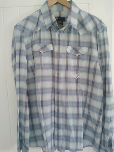 Diesel Check Shirt with amazing pearl snaps XL long sleeve Blue and White