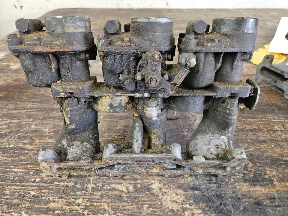 Carburador triple Solex colector Saab 96 2 tiempos 3 cilindros motor carburador OEM Foto 2 de 4