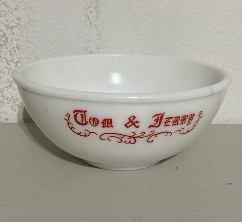 Vintage Tom and Jerry Milk Glass Egg Nog Punch Bowl Replacement