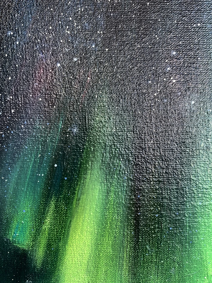 Pintura al óleo Northern Lights T. Derdey arte original de decoración del hogar sin marco nAAA3305 Foto 4 de 4