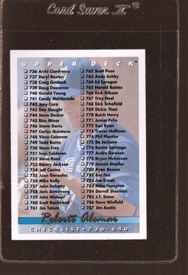 1993 UPPER DECK #840 CHECKLIST 736-839 ROBERTO ALOMAR MINT ...