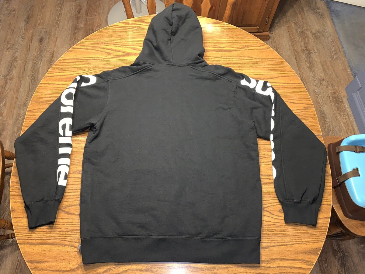 NWT 2018 Supreme Sideline Hooded Sweatshirt Size Large Black/White SS18SW25