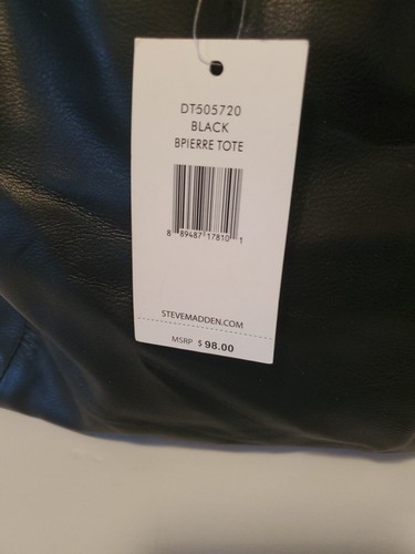 Steve Madden Black Shoulder Satchel Handbag  With  Stud Handle. NICE - Picture 11 of 14