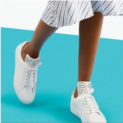 Michael Kors Mindy Lace Up Studded Logo Leather Sneakers Size 6.5 - Picture 14 of 14