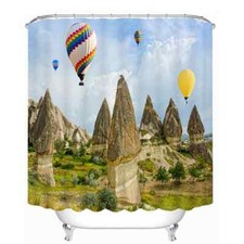 The Air Balloon Flew Sky3D Shower Curtain Polyester Bathroom Decor Waterproof