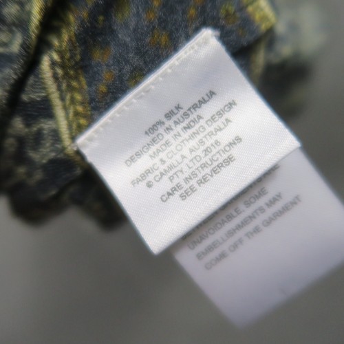 Camilla Mini Dress Large 14 Green For The Love of Lhasa V-Neck Short W/Tie $549 - Foto 10 di 17