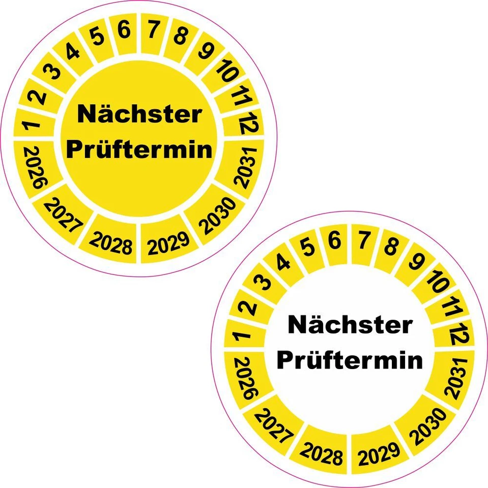 DIE-STICKERBAR Nächster Prüftermin UVV Prüfplaketten gelb 30mm Wartungsetiketten Aufkleber