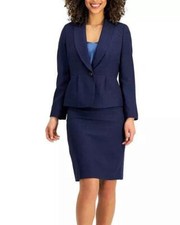 LE SUIT 12 Navy Shawl Collar Blazer Skirt Suit NWT 200