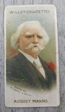 Imperial Tobacco Co Will's Cigarette Trade Card vintage No. 20 Sir August Manns