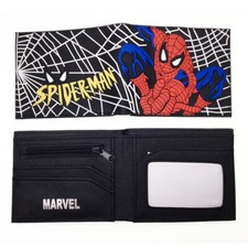 Spider-Man LOGO PVC Wallet Short Bifold Zipper Coins Card Holder Boy Fans Purse