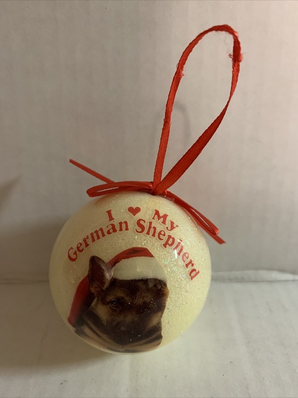 I Love My German Shepherd Dog Christmas Tree 2 side 2" Ball Ornament 
