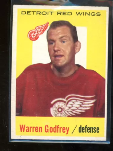 1959-60 Topps #27 Warren Godfrey Detroit Red Wings hockey card AB-1407