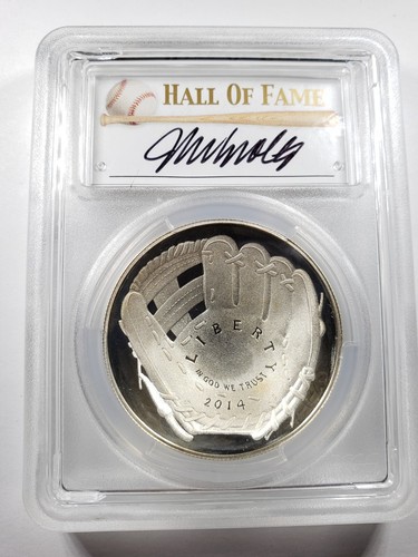 2014-P Baseball HOF Silver Dollar PCGS Proof-70 DCAM (John Smoltz Signed)