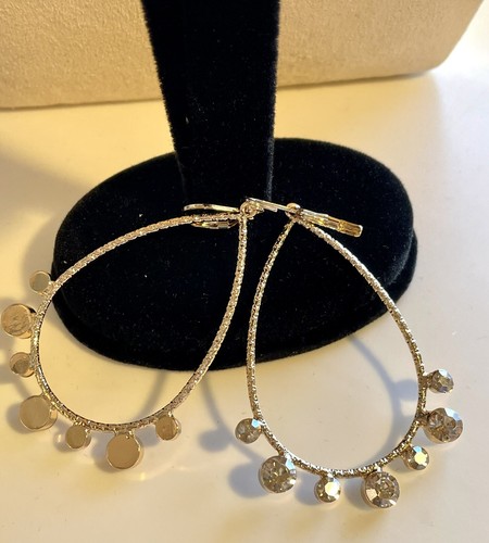 Joan Rivers Set of 2 Teardrop Hoop Earring with Stone Accent - Pierced - Picture 5 of 5