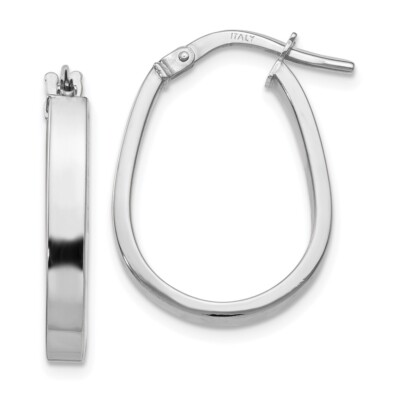 Real 10kt White Gold Polished U-Shape Hoop Earrings