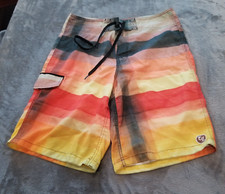 Ezekiel Class A Men's Swimwear Multicolor Striped Board Shorts Size 30 Tie-Front