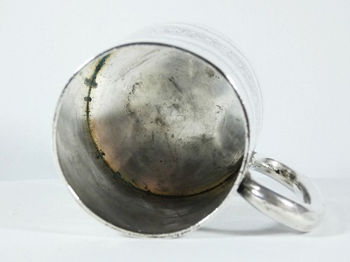 Antique Victorian 1898 Sterling Silver Christening Mug Cup Tankard Bright Cut - Picture 5 of 8