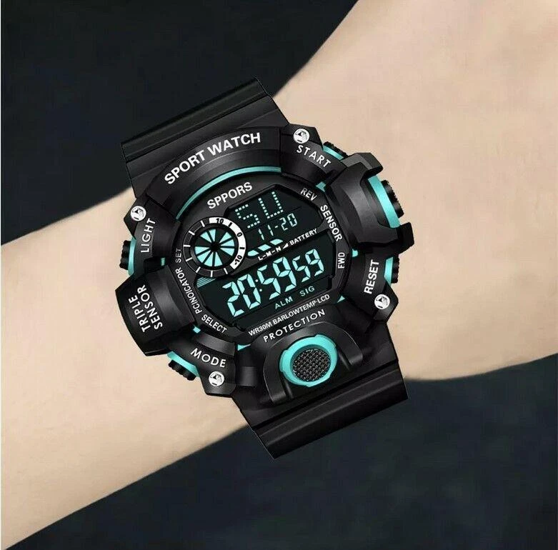 Relojes para hombre cara grande militar ejército caminar deportes digital LED a prueba de golpes Foto 3 de 4