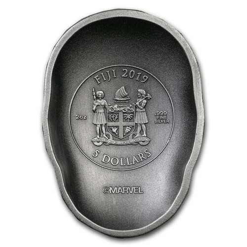 2019 Fiji 2 oz argento Marvel Icon Series Spider-Man maschera completa - NUOVA IN SCATOLA - Foto 4 di 8