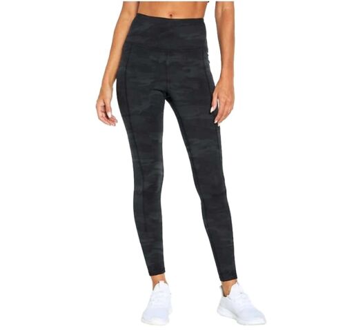 MARIKA SPORT Women's L Embossed Fitted Athletic Stretch Leggings Black Camo NWT