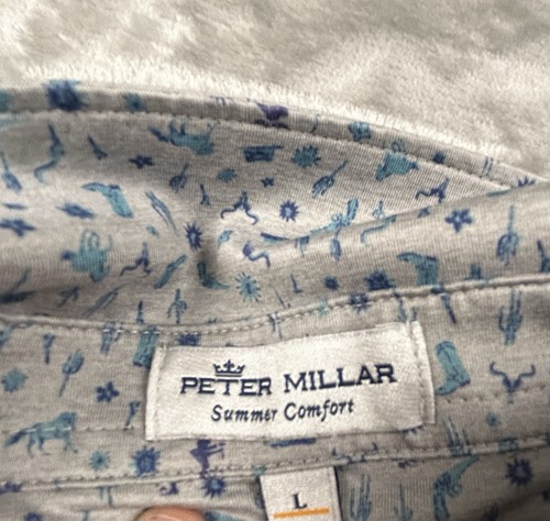 Peter Millar Polo Shirt Mens Large Summer Comfort Desperado White Golf Casual - Picture 5 of 6