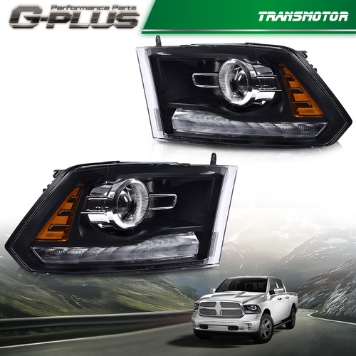 Fit For 2009-2018 Dodge Ram 1500 LED DRL Projector Headlights w/ Harness - Picture 2 of 12