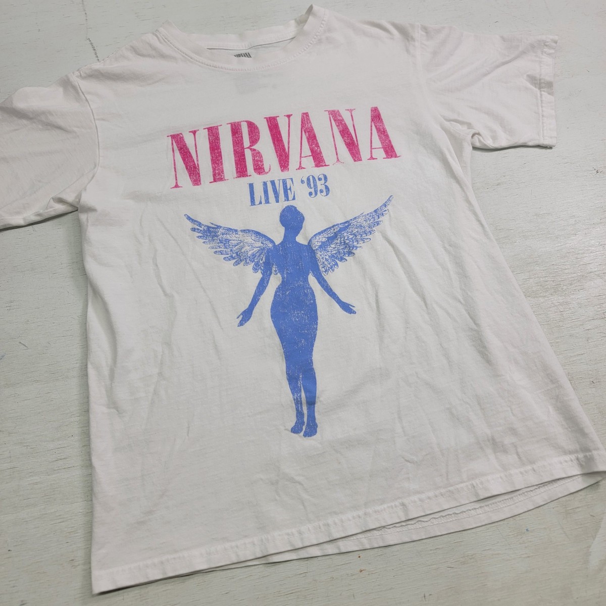 トップス NIRVANA in utero s/s 1993-94 tee white Nirvana In Utero Retro Live 1993 Tour Band White T-Shirt