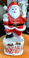 Vintage Blow Mold Santa Hanging Mail Box Slot Christmas Decor Mid Century