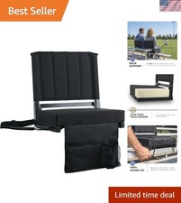 Portable Bleacher Chair with Thick Cushion  Shoulder Strap   Comfort On-the-Go