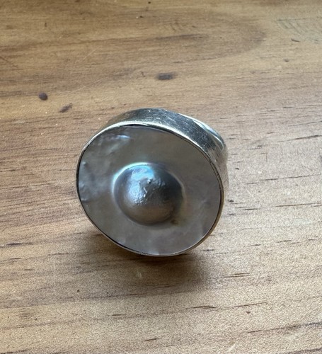 Charles Albert Ring grau Perlen verstellbar Band Sterlingsilber 1 Stück - Bild 2 von 10